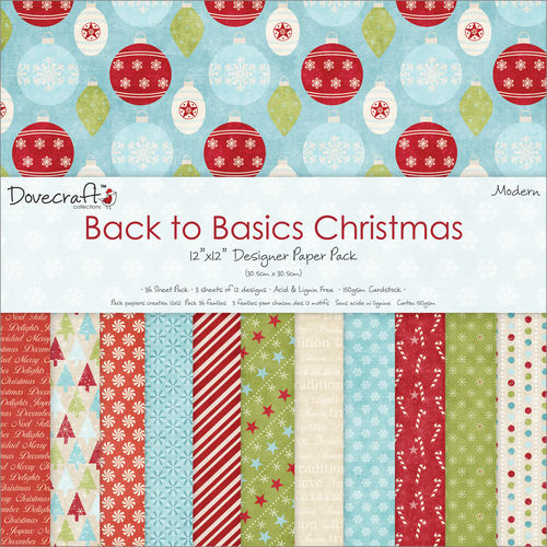 Back To Basics Christmas Paper Pack 12""X12"" 36 Sheets-Modern - 12 Designs/3 Each