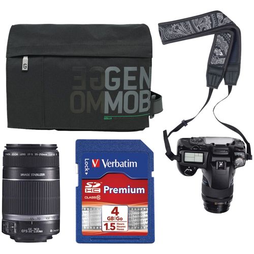 Camera, Canon, Telephoto Lens, Sd Card, Camera Bag, Camera Strap