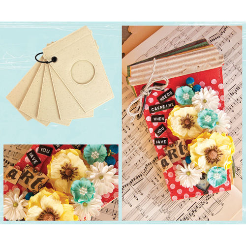 Mixed Media Canvas Album 4.75""X7""-Coffee Cup - 5 Pages