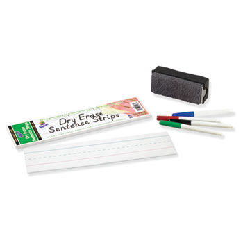 Dry Erase Sentence Strips, 12 x 3, White, 30 per Pack