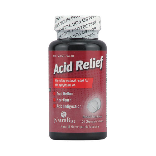 NatraBio Acid Relief - 100 Chewable Tablets