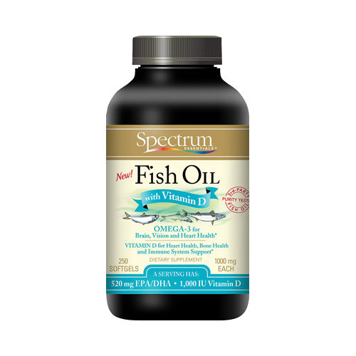 Spectrum Essentials Fish Oil With Vitamin D - 250 Softgels