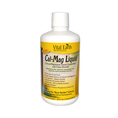 Vital Earth Minerals Calcium Magnesium Liquid - Natural Wild Berry Flavor - 32 oz