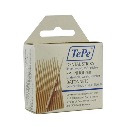Tepe Oral Health Care Dental Sticks - Linden Wood Soft - Case of 50 - 125 Counts