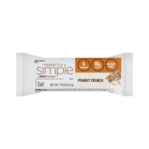 Zone Perfectly Simple Bar - Peanut Butter - Case of 12 - 1.58 oz