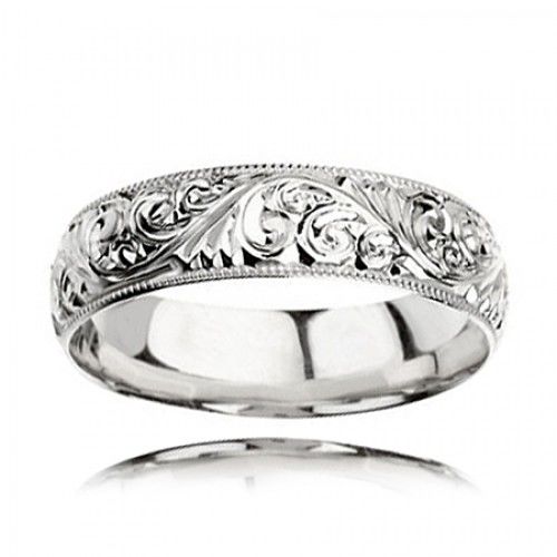Platinum Hand Engraved Victorian Wedding Ring