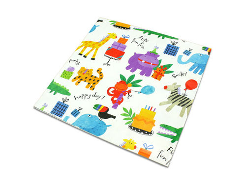 Animal print Happy Birthday flat wrapping paper