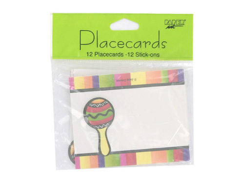 Fiesta stripes place cards with stick-ons
