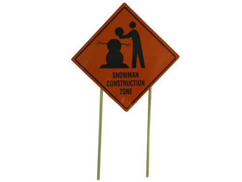 Snowman Construction Zone yard sign