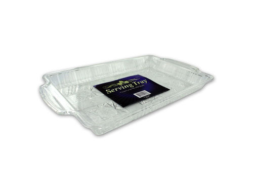 Plastic serving tray with crystal cut design
