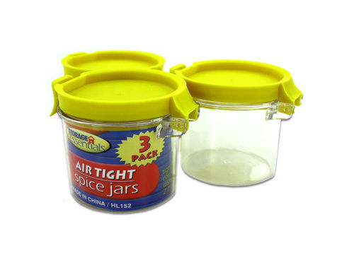 Airtight spice jars, package of 3, assorted colors