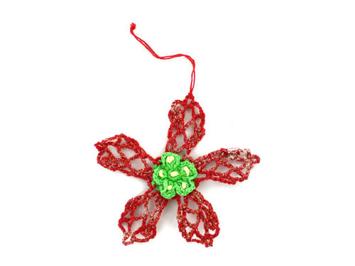 Crochet poinsettia ornaments, pack of 12