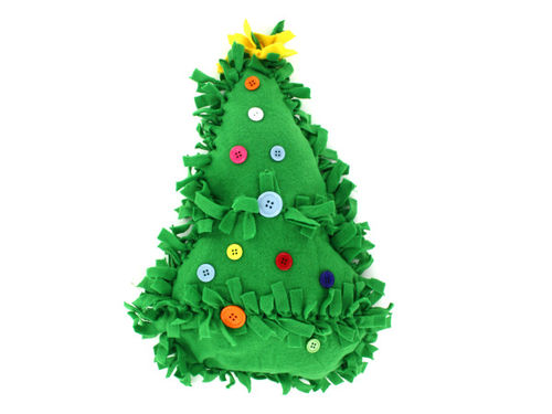 Fleece tied Christmas tree pillow craft kit