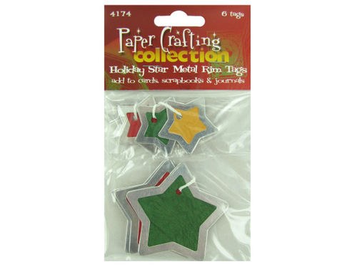 Star metal rim tags, pack of 6