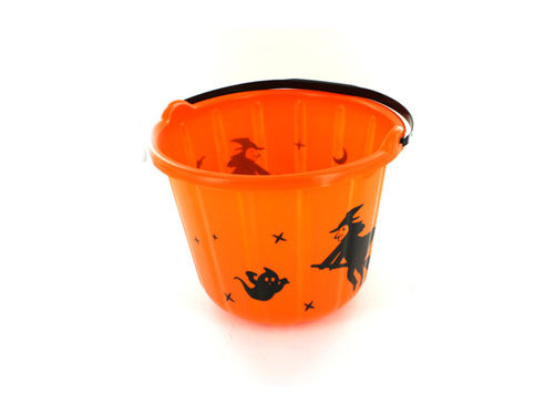 Orange Halloween bucket, ghosts and witches