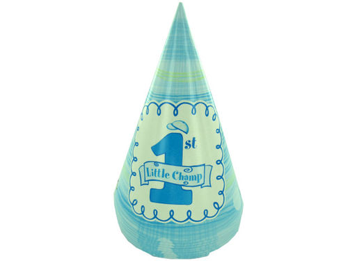 1st birthday party hats, Little Champ, pack of 8