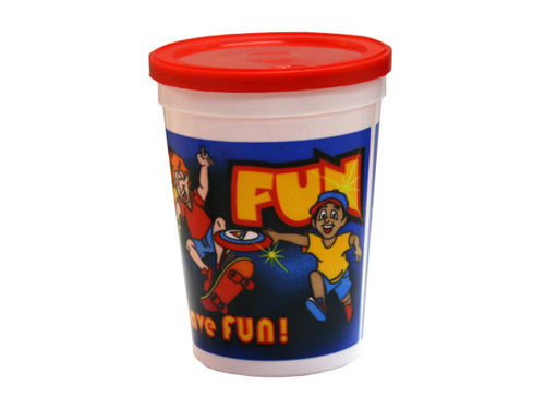 12 oz &quot;Kids Just Gotta Have Fun&quot; plastic cup with lid