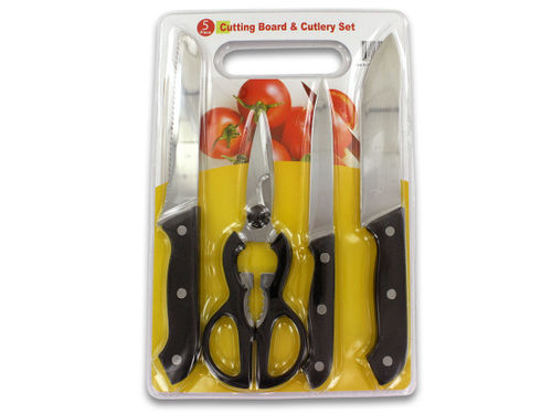 Cutting board and cutlery set, 5 pieces