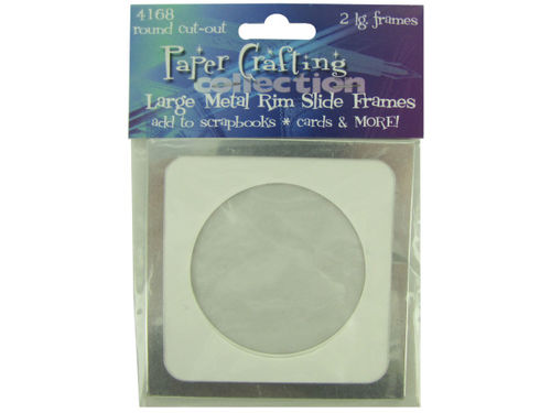 2 lg. metal rim round cut-out slide frames