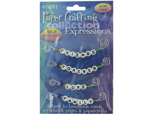 Self-adhesive bead mesages, friends, pack of 4