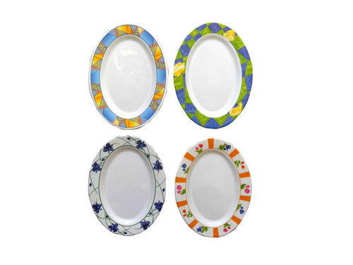 Melamine oval plate, four assorted designs