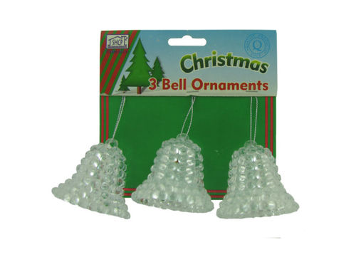 Plastic bell ornaments, pack of 3