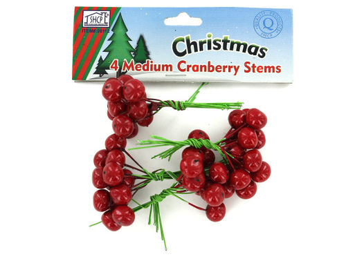 Medium cranberry stems, pack of 4