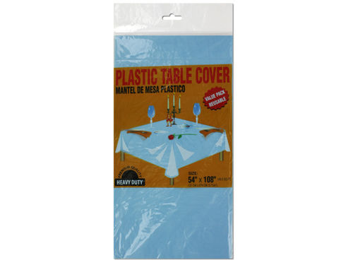 Light blue plastic tablecloth