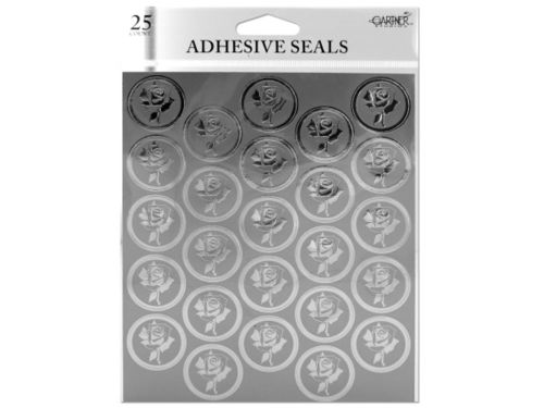 Silver foil rose adhesive seals