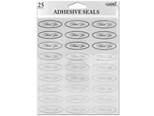 Silver thank you seals with clear adhesive back