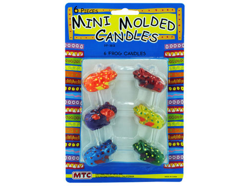 6 piece mini molded frog candles
