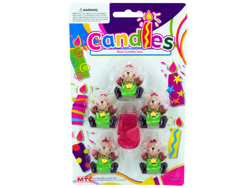 5 piece bear with number 4 candle set