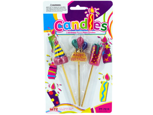 3 birthday party pick candles