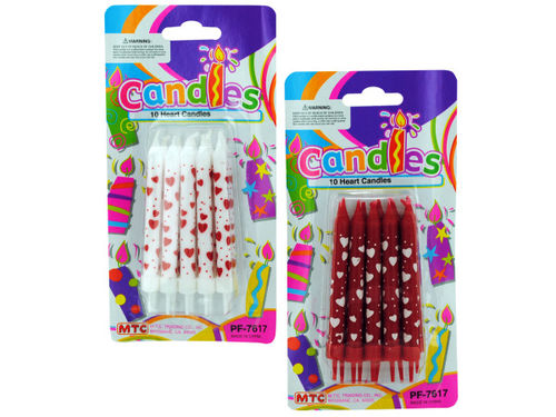 10 pack heart candles (assorted colors)