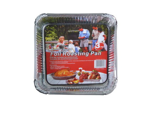 Square disposable foil roasting pans, pack of 3