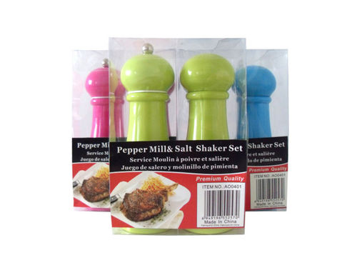 Salt and pepper mill set, assorted colors