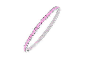 Pink Sapphire Eternity Bangle  14K White Gold - 3.00 CT TGW