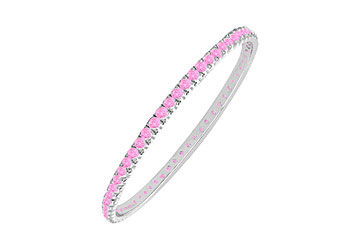 Pink Sapphire Eternity Bangle  14K White Gold - 5.00 CT TGW