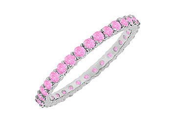 Pink Sapphire Eternity Bangle  14K White Gold - 6.00 CT TGW