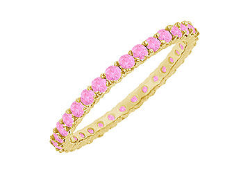 Pink Sapphire Eternity Bangle  14K Yellow Gold - 6.00 CT TGW