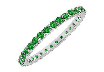 Emerald Eternity Bangle  14K White Gold - 10.00 CT TGW