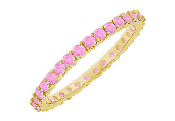 Pink Sapphire Eternity Bangle  14K Yellow Gold - 10.00 CT TGW