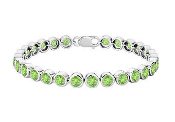 Peridot Bezel-Set Tennis Bracelet  .925 Sterling Silver  25.00 CT TGW