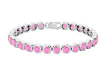 Pink Topaz Bezel-Set Tennis Bracelet  .925 Sterling Silver  25.00 CT TGW