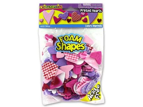 Printed heart foam shapes