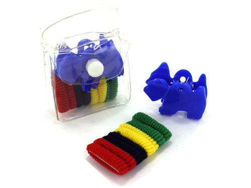 Hair accessory kit in plastic pouch, ties and claw