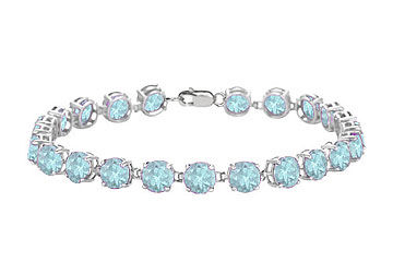 14K White Gold Prong Set Round Aquamarine Bracelet with 12.00 CT TGW
