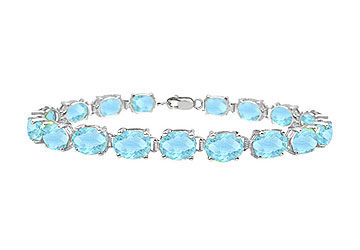 14K White Gold Prong Set Oval Aquamarine Bracelet with 15.00 CT TGW