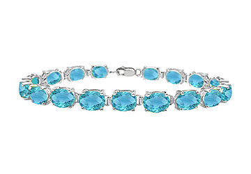 14K White Gold Prong Set Oval Blue Topaz Bracelet with 15.00 CT TGW