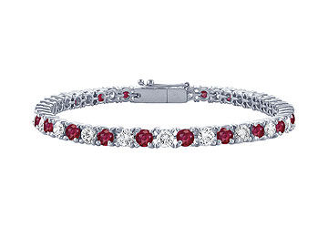 Ruby and Diamond Tennis Bracelet  Platinum 1.50 CT TGW